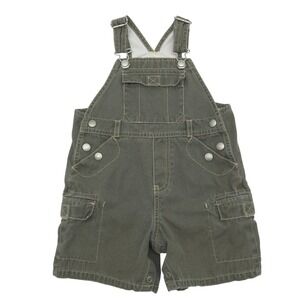 Vintage Baby Gap Olive Green Cargo Shortalls Toddler 18-24 Months